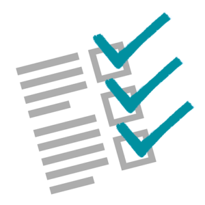 Graphic showing a list with ticked check boxes.